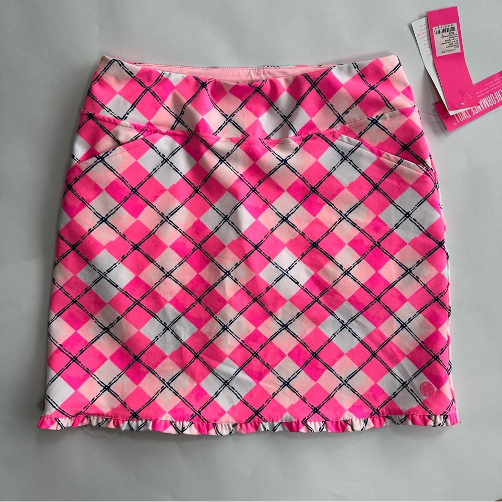 Lilly Pulitzer Fairway‎ Performance Skort Pink Tropics Glow Flow Argyle Size 0